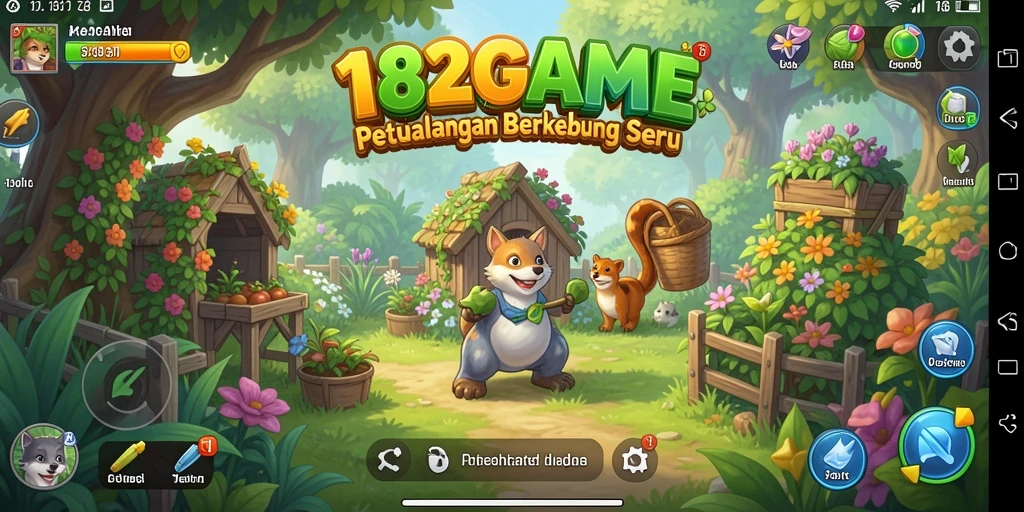 Gameplay seru 182GAME dengan berbagai aktivitas pertanian.