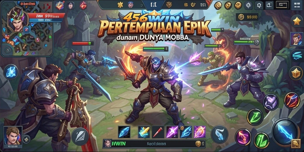 Tampilan gameplay MOBA dalam aksi menegangkan.