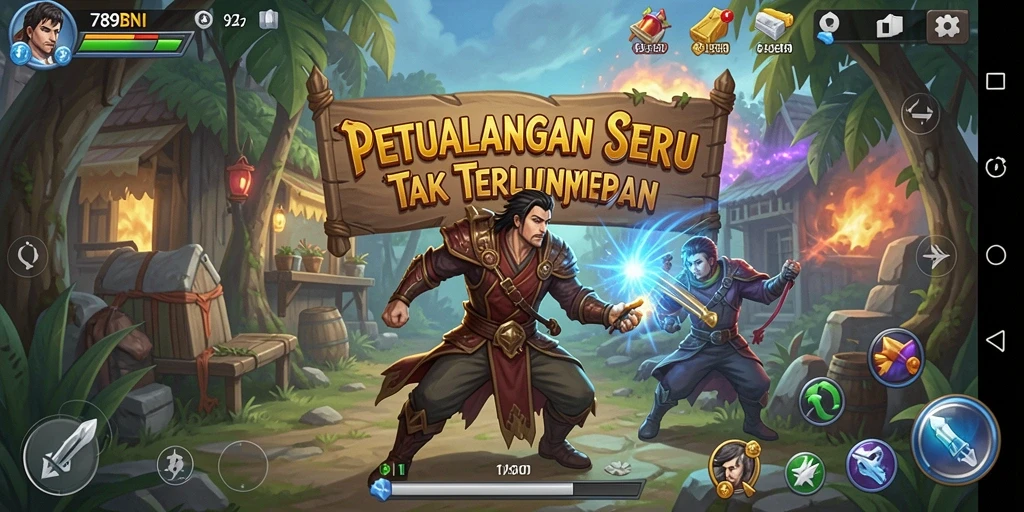 Gameplay seru di dalam petualangan 789BNI dengan latar yang indah.