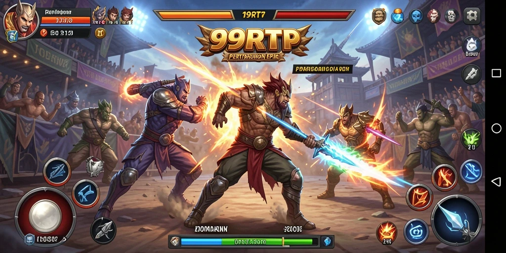 Gameplay seru 99RTP menampilkan pertarungan intens di arena.