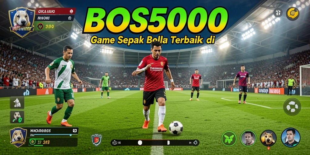 Gameplay mendebarkan di BOS5000 dengan aksi sepak bola nyata.