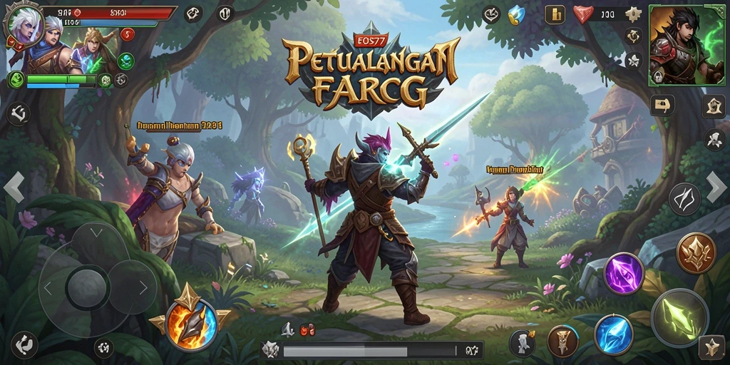 Tangkapan layar gameplay EOS77 menampilkan pertempuran epik dalam dunia ARPG.