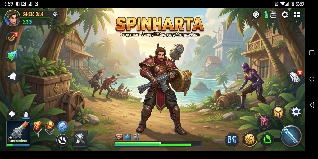 Tampilan gameplay SLG dari SPINHARTA yang menarik dan interaktif.