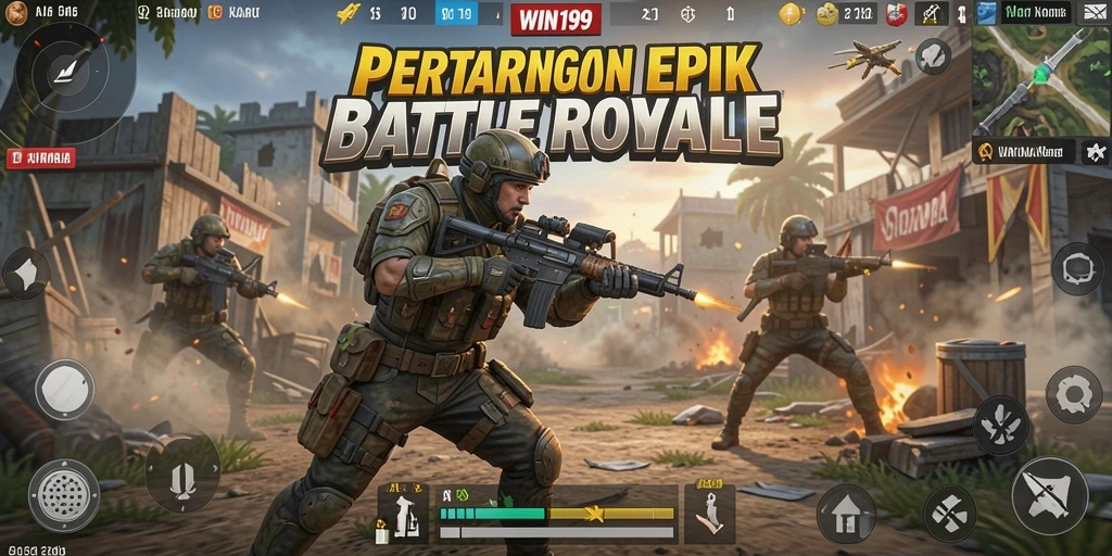 Gameplay seru dalam pertarungan Battle Royale yang mendebarkan.